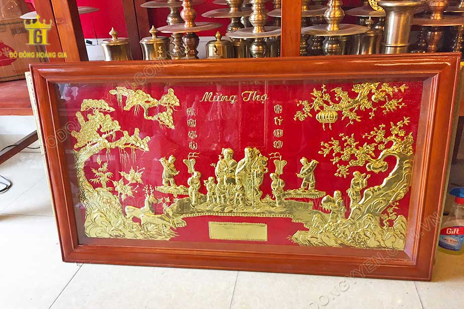 Mẫu tranh mừng thọ &ocirc;ng b&agrave; bằng đồng phổ th&ocirc;ng được y&ecirc;u th&iacute;ch